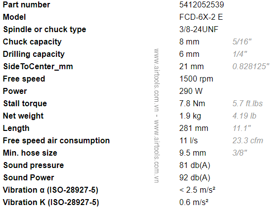 DKV VIET NAM CO.,LTD - Súng khoan khí nén Fuji FCD-6X-2 E